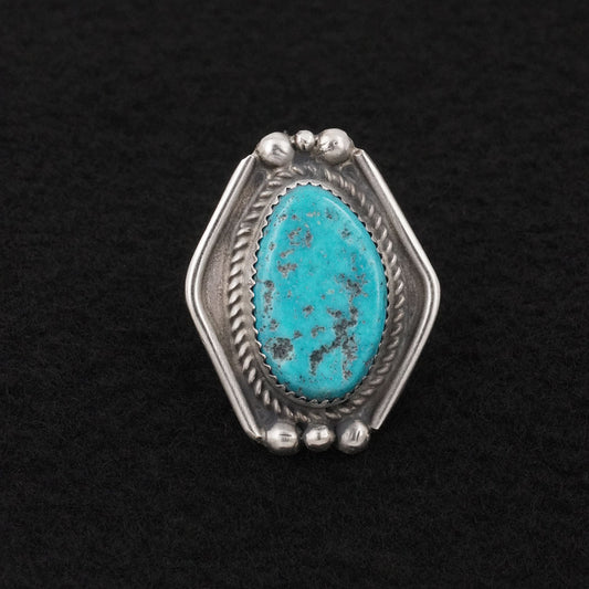 Leslie Nez Turquoise & Sterling Silver Ring Size 6.75