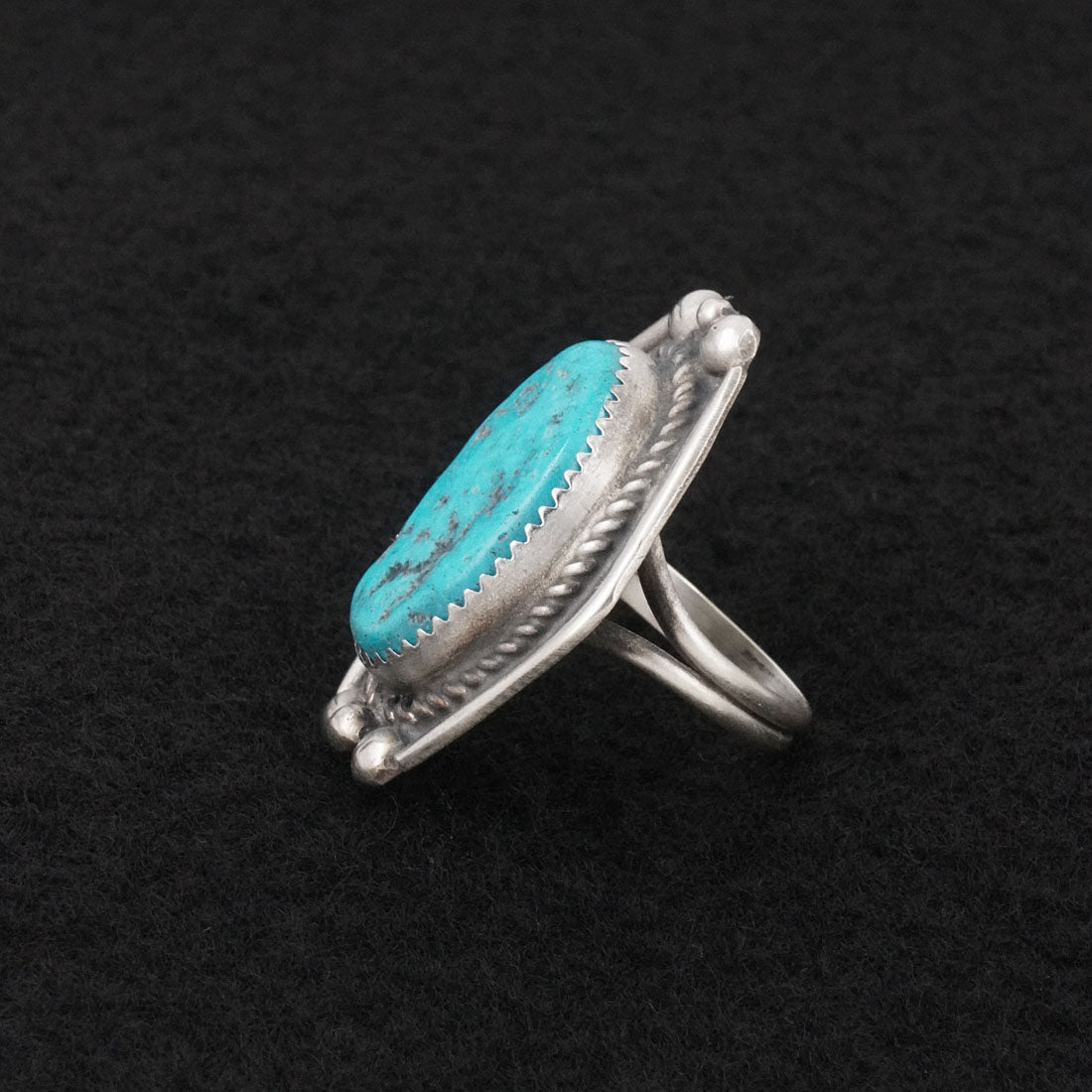 Leslie Nez Turquoise & Sterling Silver Ring Size 6.75