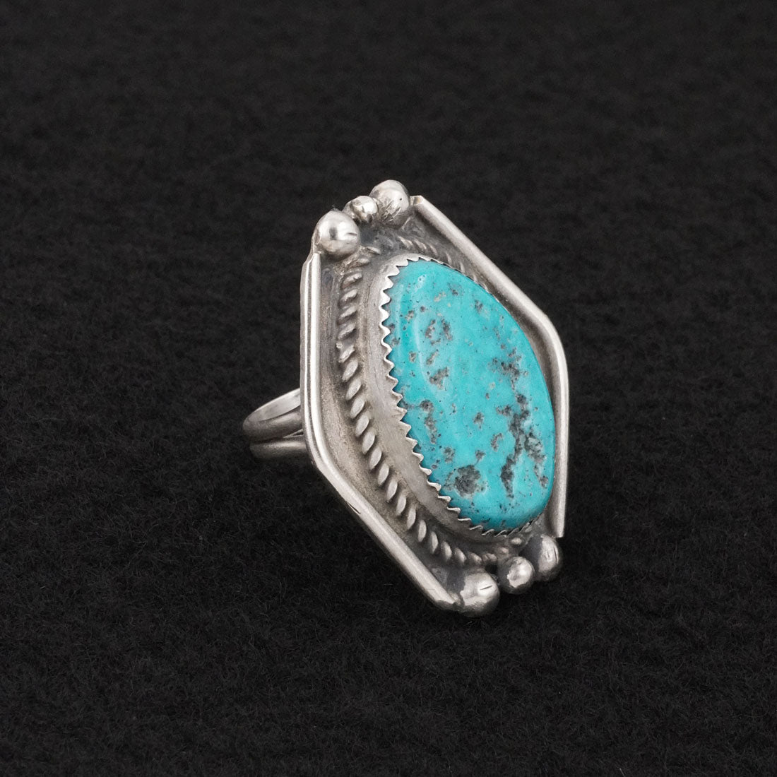 Leslie Nez Turquoise & Sterling Silver Ring Size 6.75