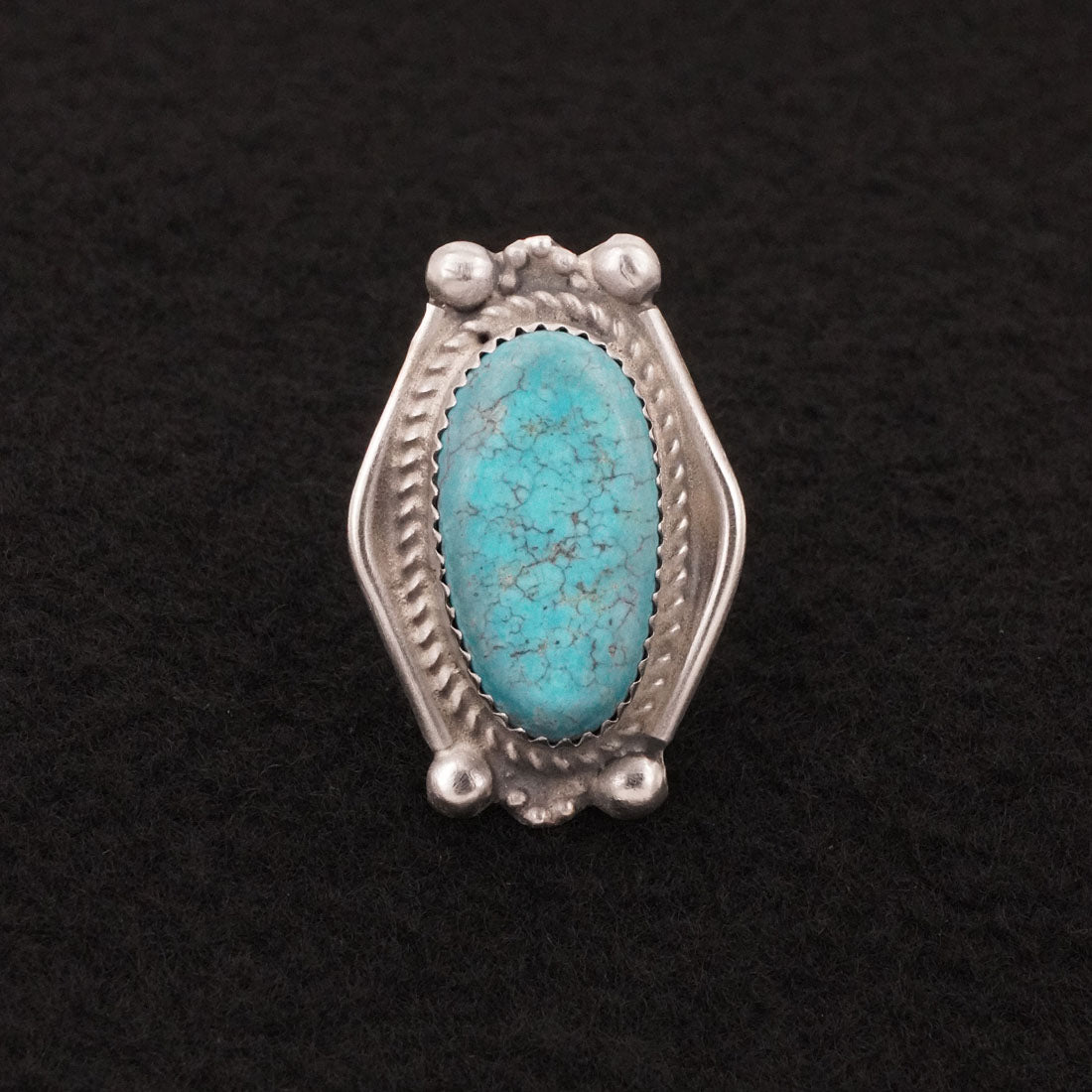 Leslie Nez Turquoise & Sterling Silver Ring Size 6.5