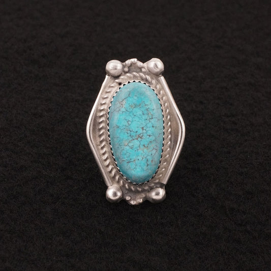 Leslie Nez Turquoise & Sterling Silver Ring Size 6.5