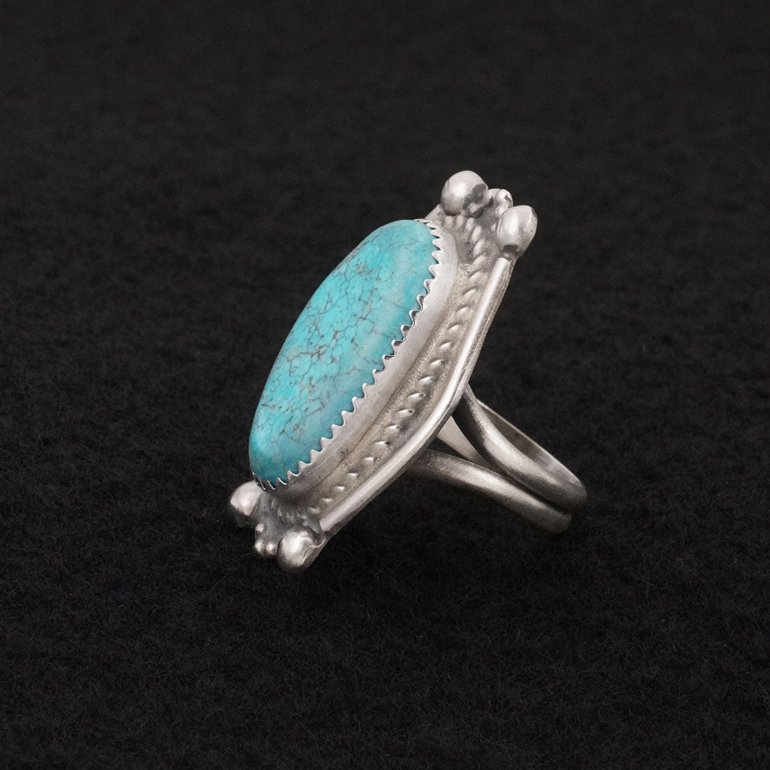 Leslie Nez Turquoise & Sterling Silver Ring Size 6.5
