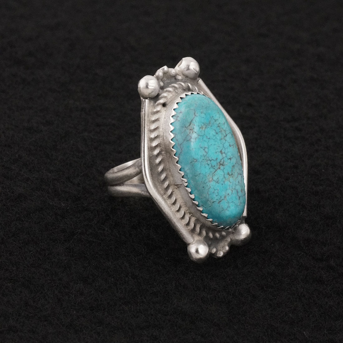 Leslie Nez Turquoise & Sterling Silver Ring Size 6.5