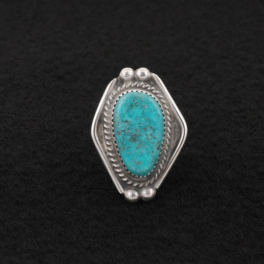 Leslie Nez Turquoise & Sterling Silver Ring Size 7.5