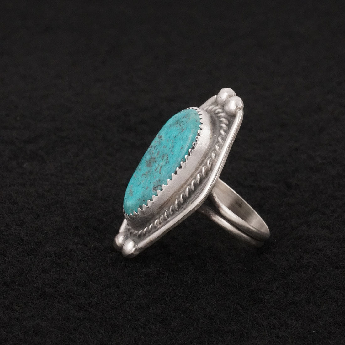 Leslie Nez Turquoise & Sterling Silver Ring Size 7.5