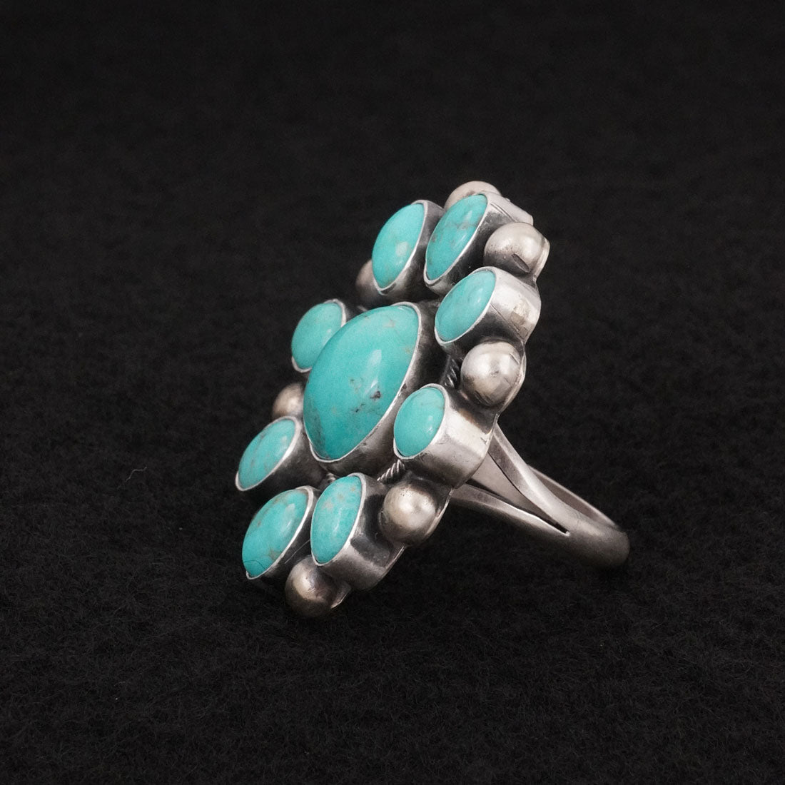 Kathleen Livingston Turquoise & Sterling Silver Ring Adjustable