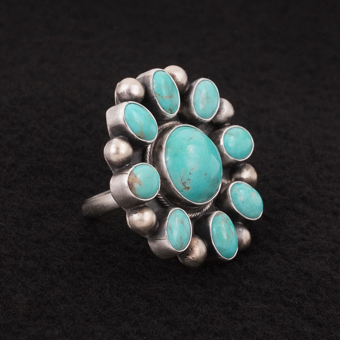 Kathleen Livingston Turquoise & Sterling Silver Ring Adjustable