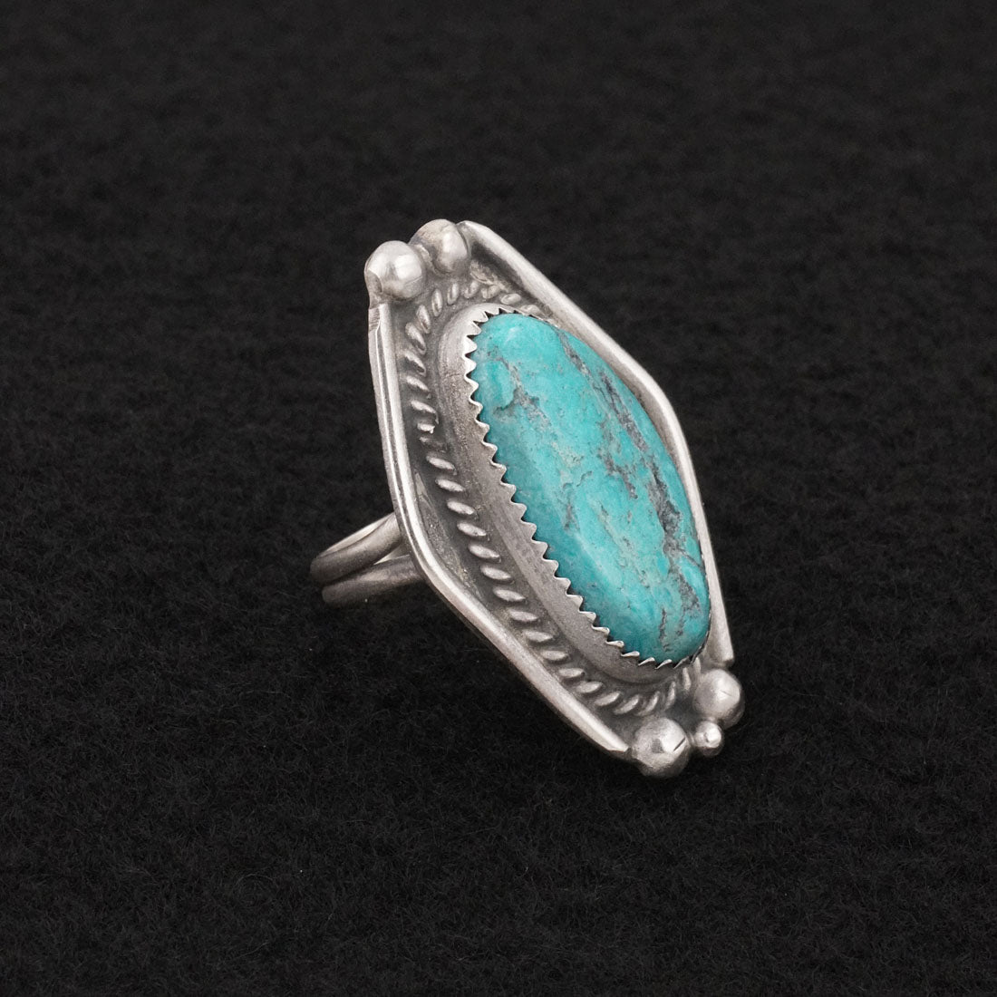 Leslie Nez Turquoise & Sterling Silver Ring Size 6