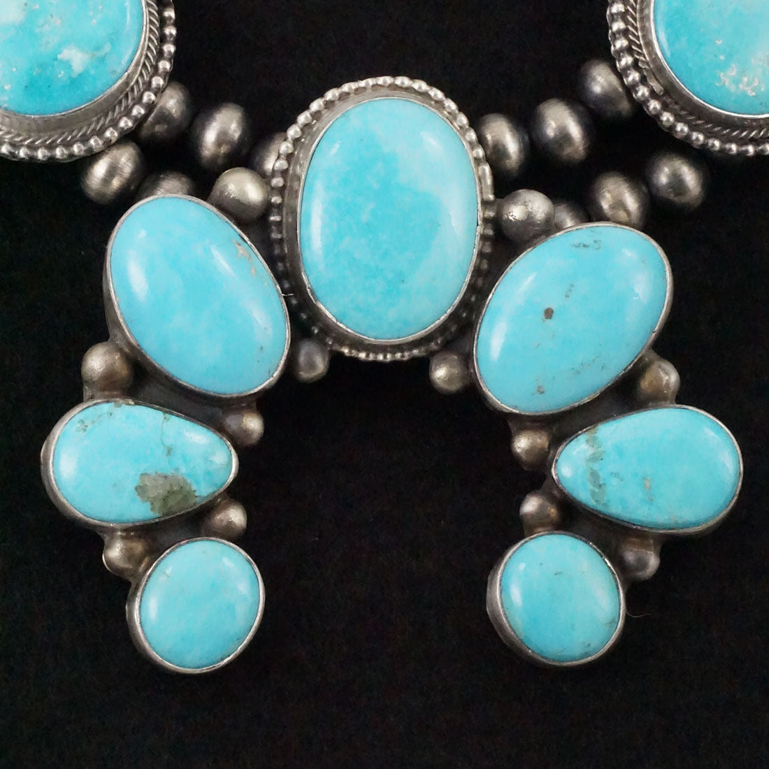 Kathleen Chavez Turquoise & Sterling Silver Squash Blossom Necklace & Earrings