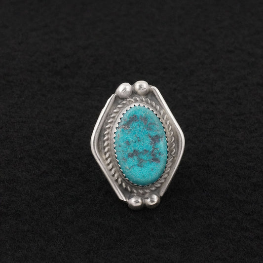 Leslie Nez Turquoise & Sterling Silver Ring Size 5.5