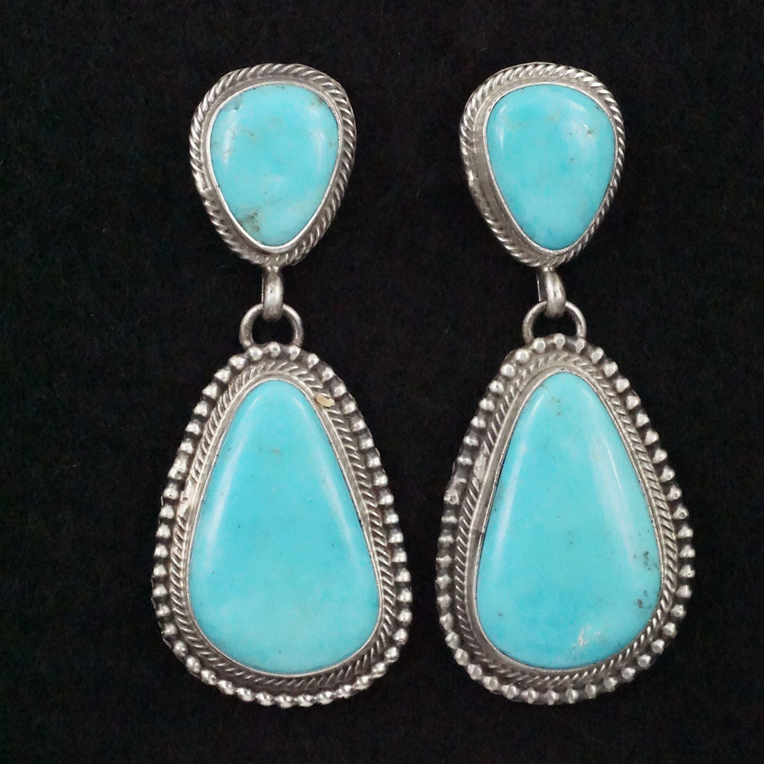 Kathleen Chavez Turquoise & Sterling Silver Squash Blossom Necklace & Earrings