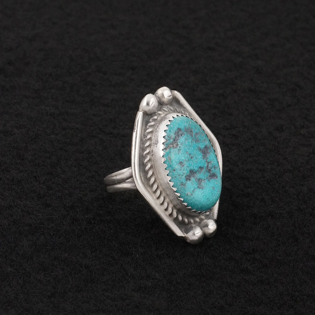 Leslie Nez Turquoise & Sterling Silver Ring Size 5.5