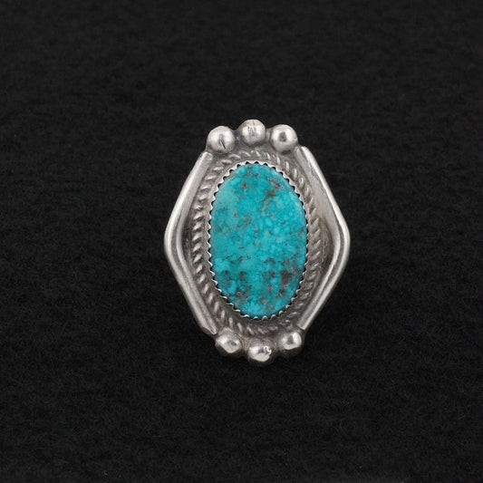 Leslie Nez Turquoise & Sterling Silver Ring Size 6.5