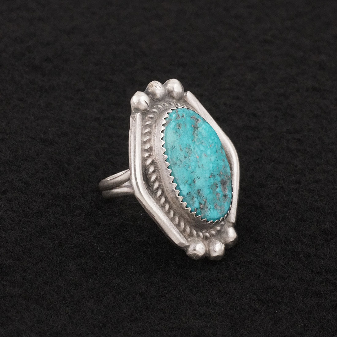 Leslie Nez Turquoise & Sterling Silver Ring Size 6.5