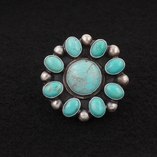 Kathleen Livingston Turquoise & Sterling Silver Ring Adjustable