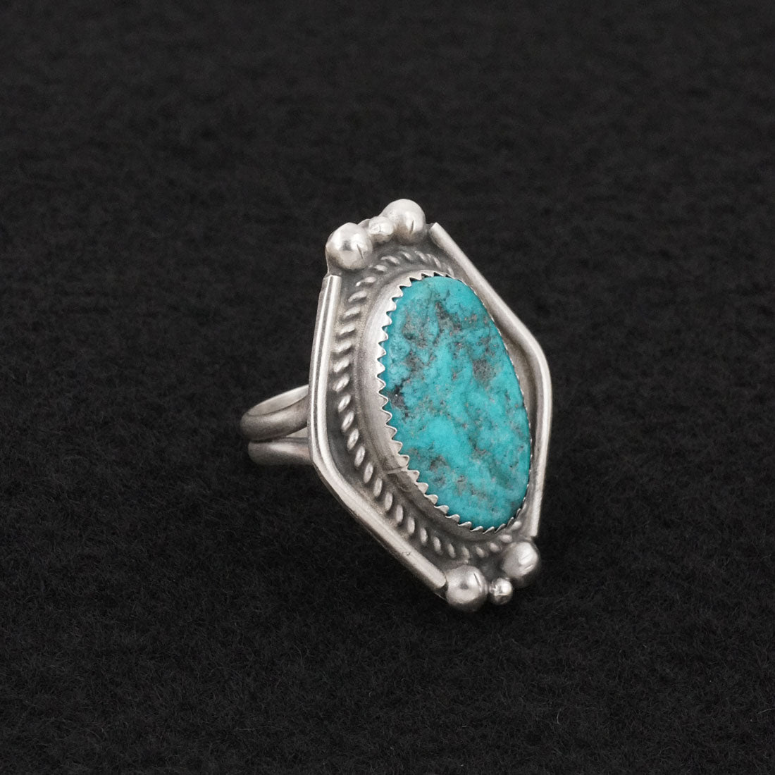 Leslie Nez Turquoise & Sterling Silver Ring Size 6.5