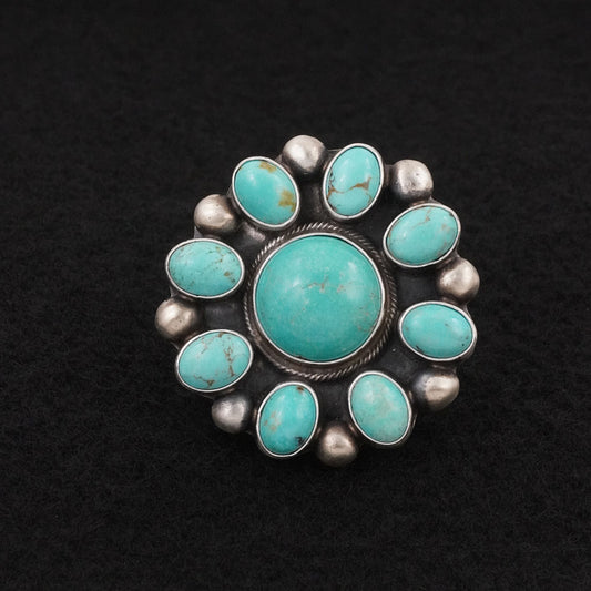 Kathleen Livingston Turquoise & Sterling Silver Ring Adjustable