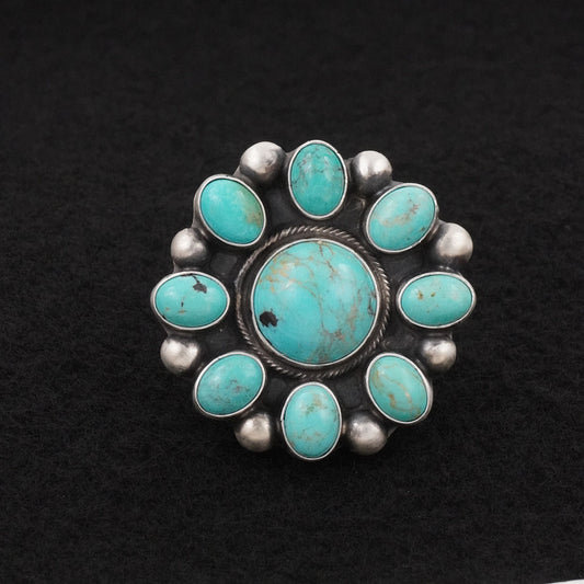 Kathleen Livingston Turquoise & Sterling Silver Ring Adjustable