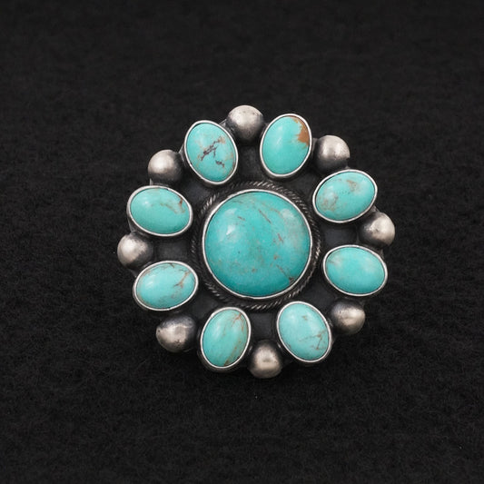 Kathleen Livingston Turquoise & Sterling Silver Ring Adjustable