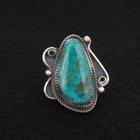 Leslie Nez Turquoise & Sterling Silver Ring Size 8