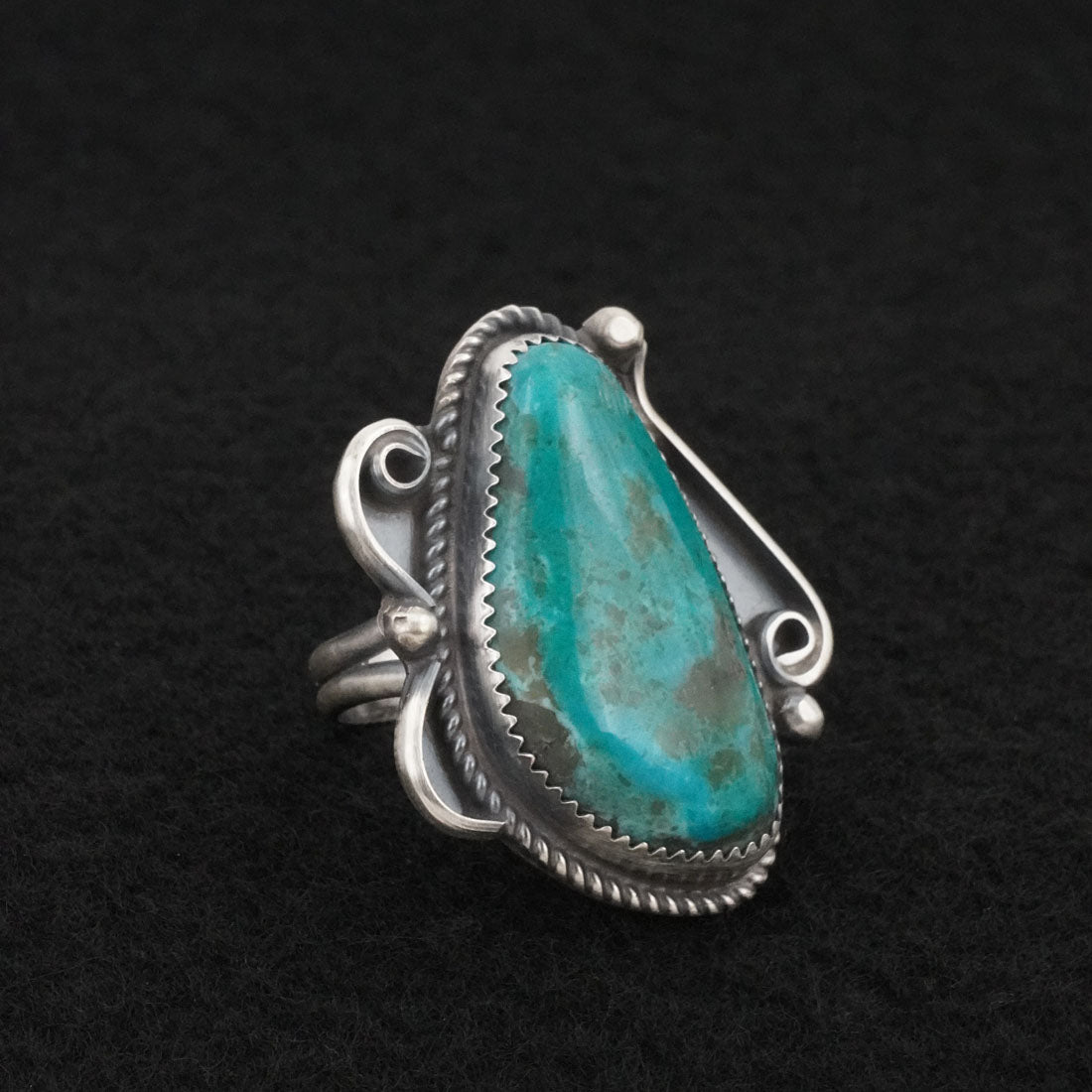 Leslie Nez Turquoise & Sterling Silver Ring Size 8