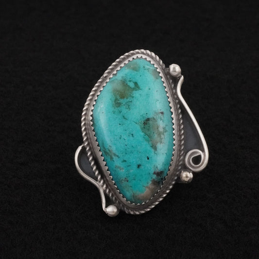 Leslie Nez Turquoise & Sterling Silver Ring Size 8