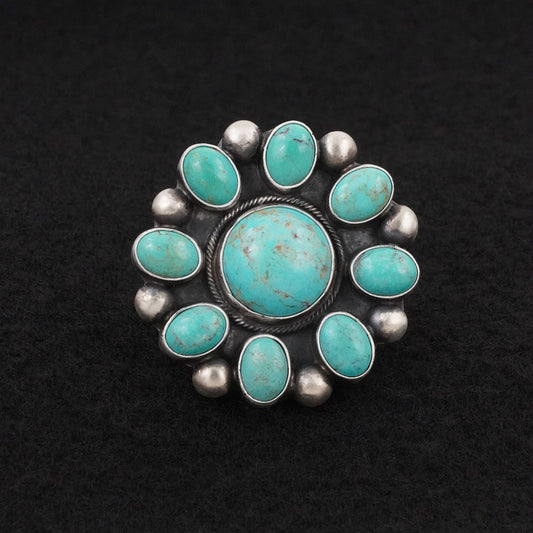 Kathleen Livingston Turquoise & Sterling Silver Ring Adjustable