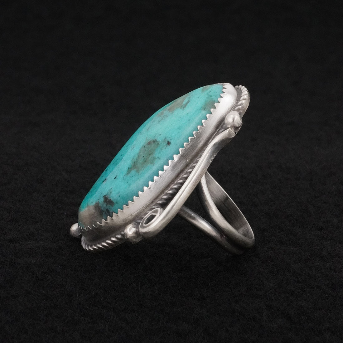 Leslie Nez Turquoise & Sterling Silver Ring Size 8