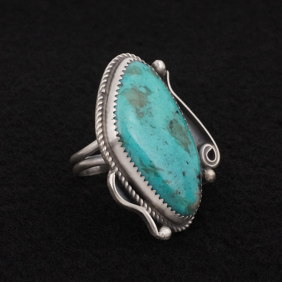 Leslie Nez Turquoise & Sterling Silver Ring Size 8