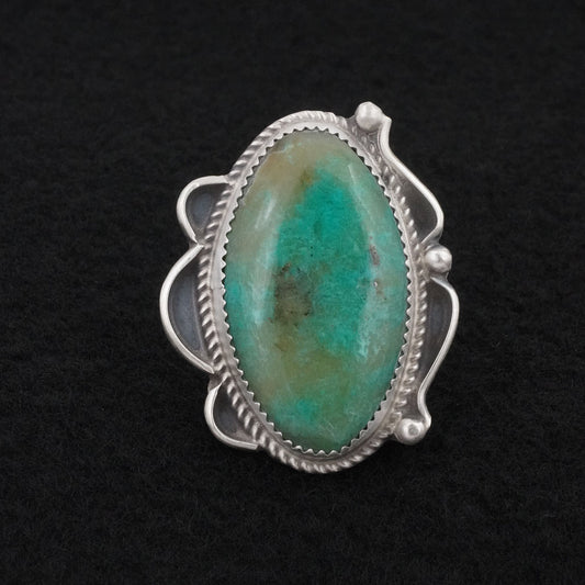 Leslie Nez Turquoise & Sterling Silver Ring Size 7.5