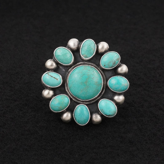 Kathleen Livingston Turquoise & Sterling Silver Ring Adjustable