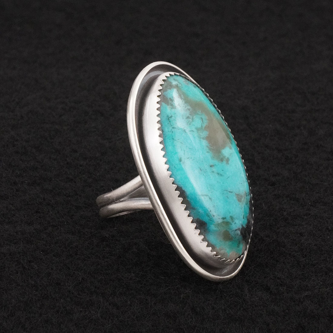 Leslie Nez Turquoise & Sterling Silver Ring Size 8.5