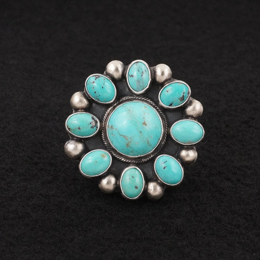 Kathleen Livingston Turquoise & Sterling Silver Ring Adjustable