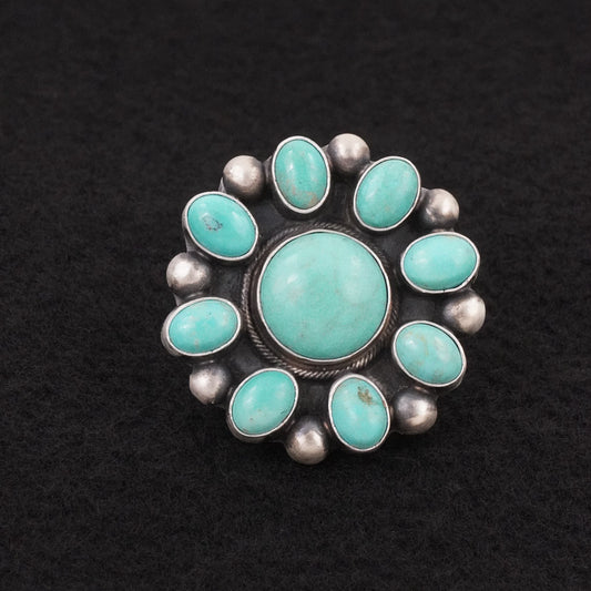 Kathleen Livingston Turquoise & Sterling Silver Ring Adjustable