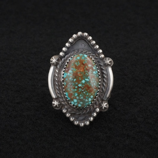 Leslie Nez Turquoise & Sterling Silver Ring Size 7.5