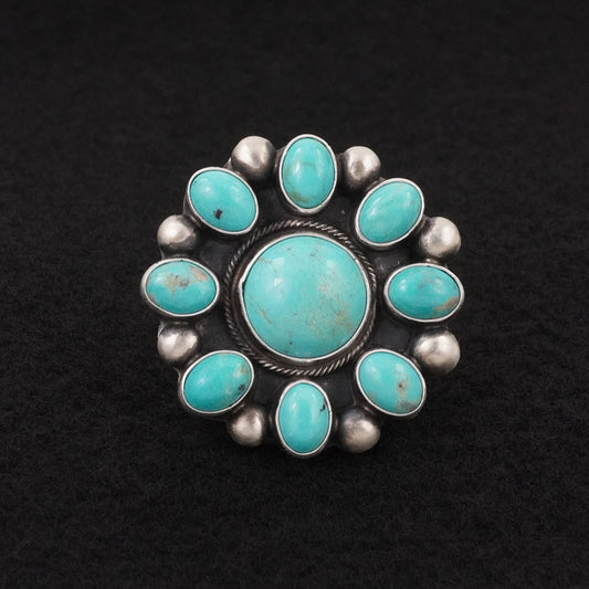 Kathleen Livingston Turquoise & Sterling Silver Ring Adjustable