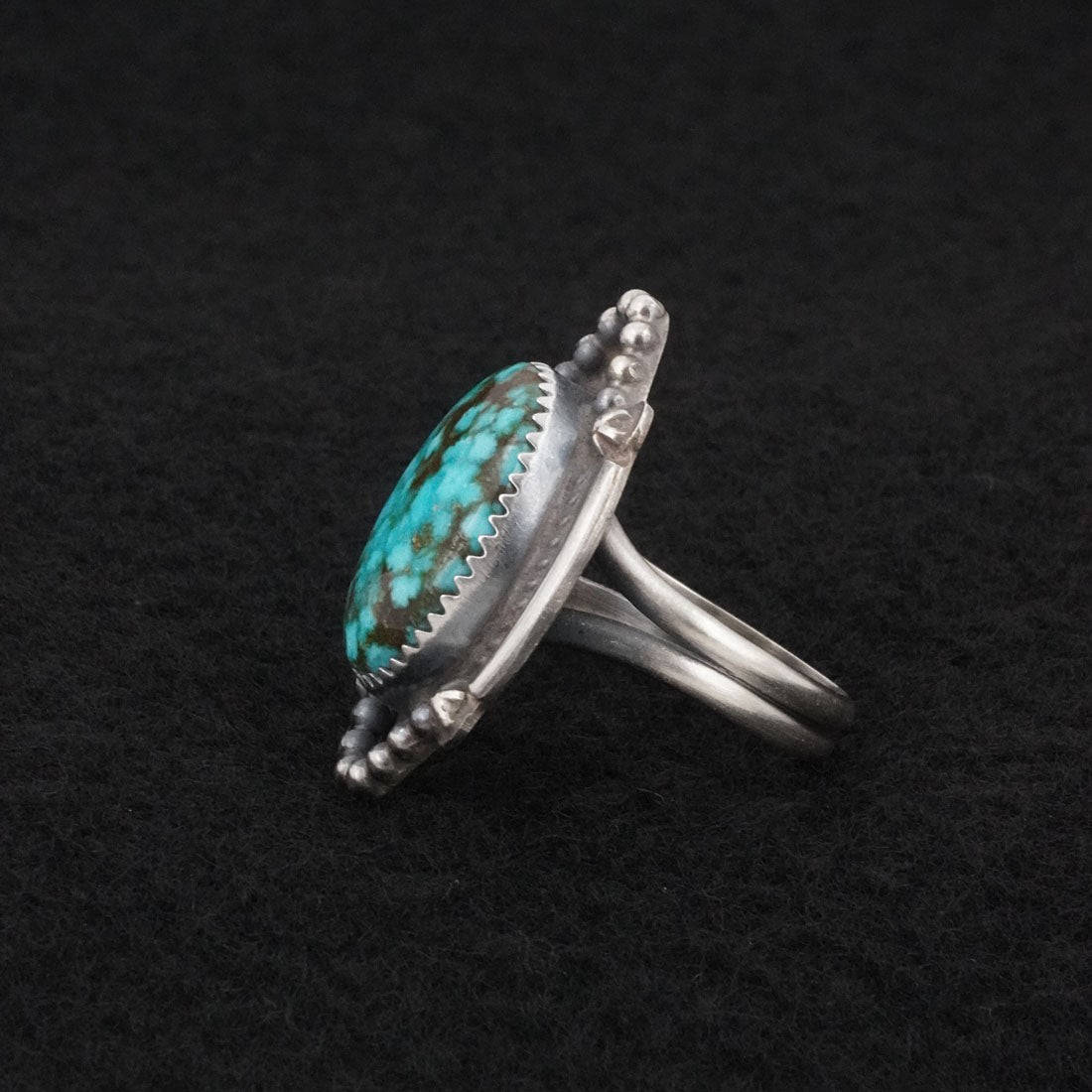 Leslie Nez Turquoise & Sterling Silver Ring Size 8.5