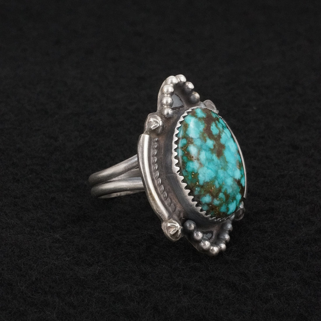 Leslie Nez Turquoise & Sterling Silver Ring Size 8.5