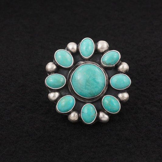 Kathleen Livingston Turquoise & Sterling Silver Ring Adjustable