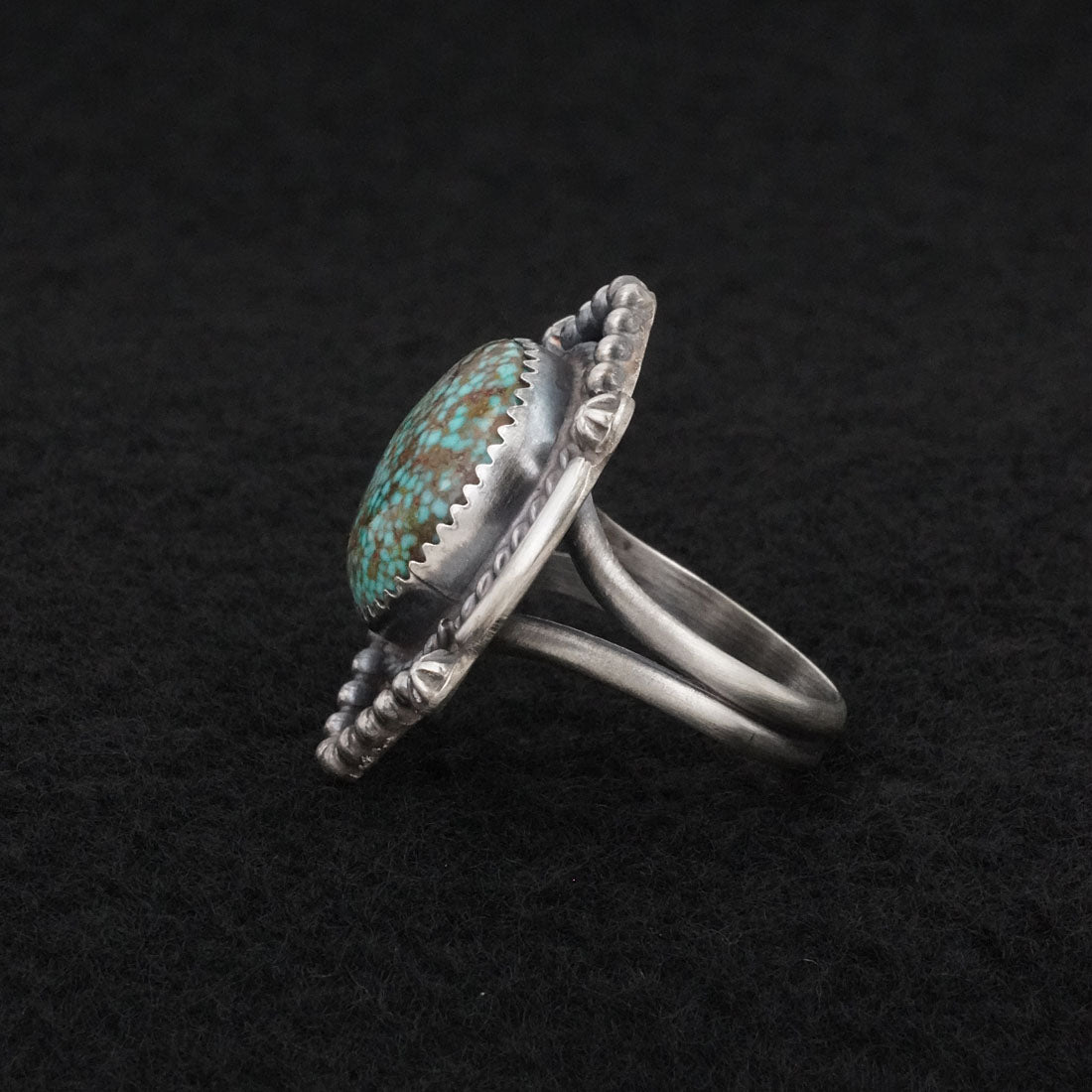 Leslie Nez Turquoise & Sterling Silver Ring Size 8