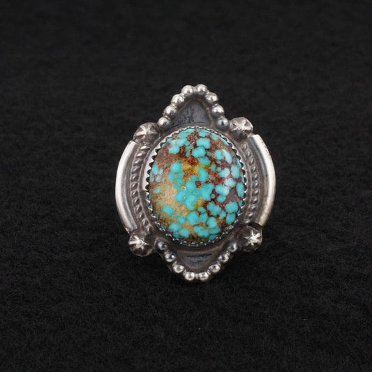 Leslie Nez Turquoise & Sterling Silver Ring Size 7.5