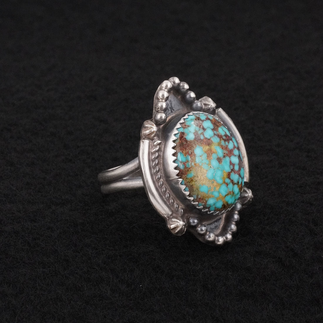 Leslie Nez Turquoise & Sterling Silver Ring Size 7.5