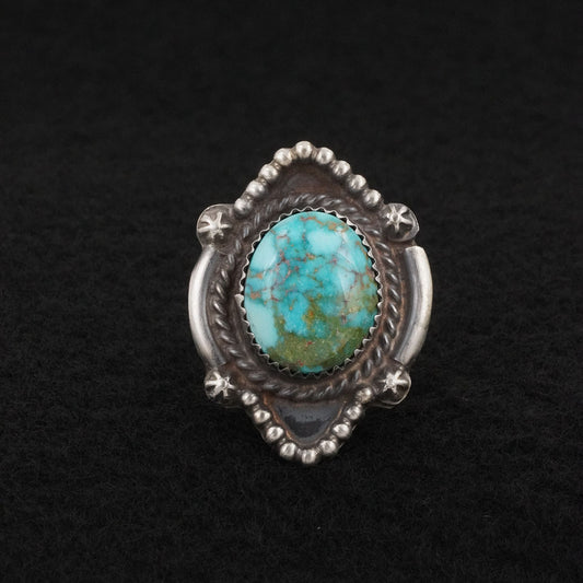 Leslie Nez Turquoise & Sterling Silver Ring Size 8