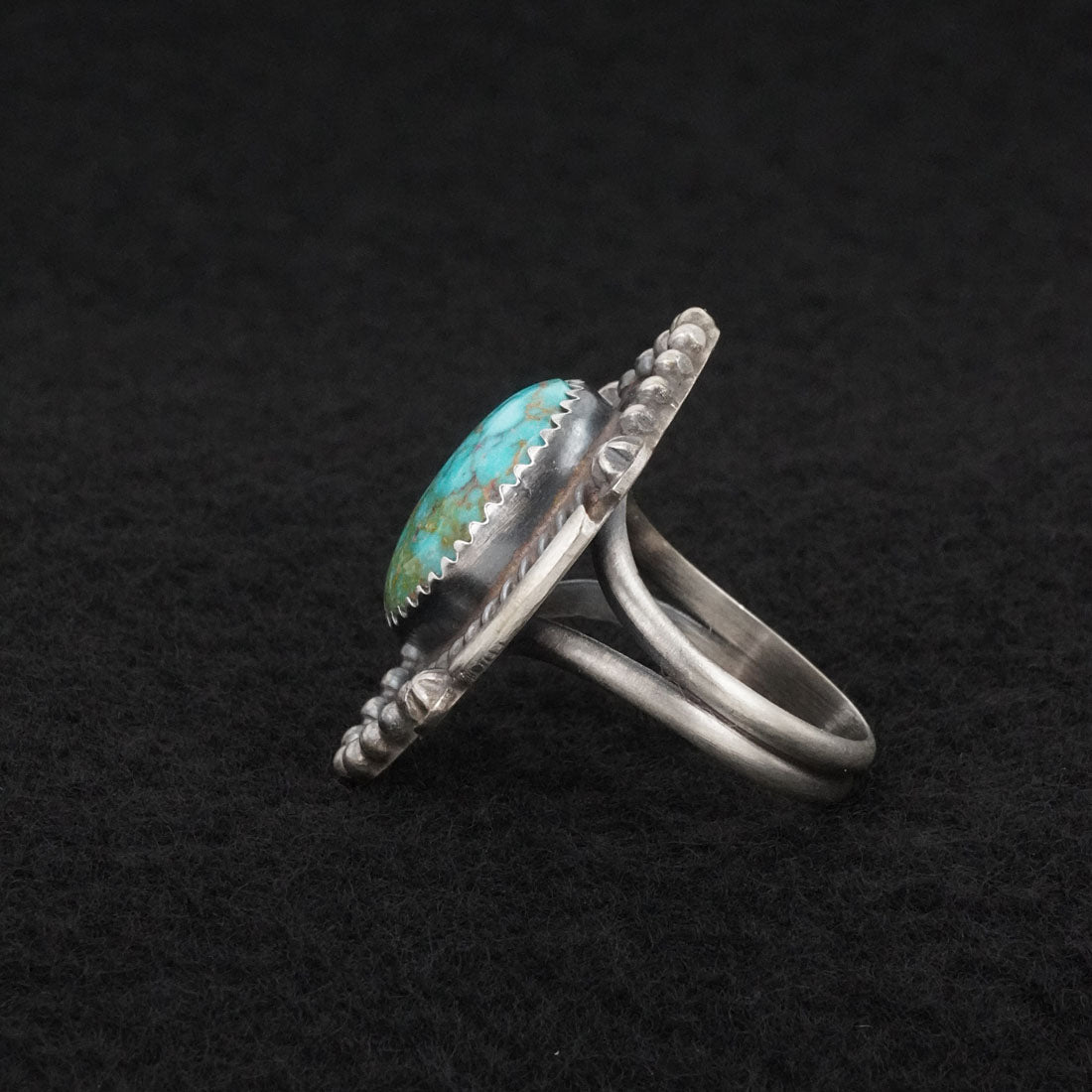 Leslie Nez Turquoise & Sterling Silver Ring Size 8