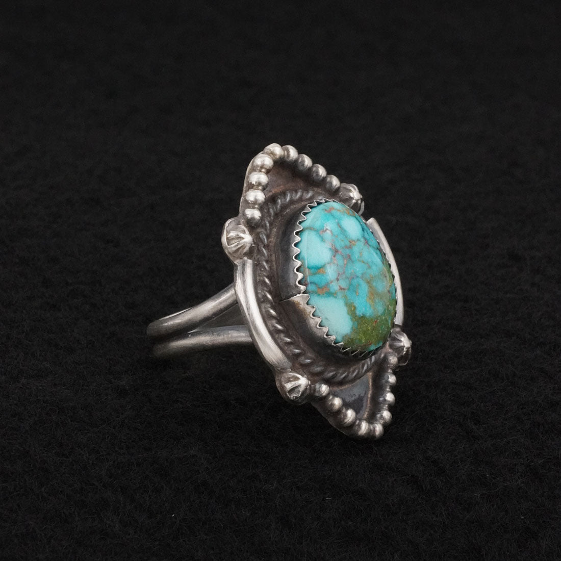 Leslie Nez Turquoise & Sterling Silver Ring Size 8