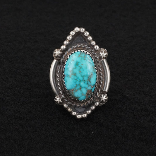 Leslie Nez Turquoise & Sterling Silver Ring Size 8