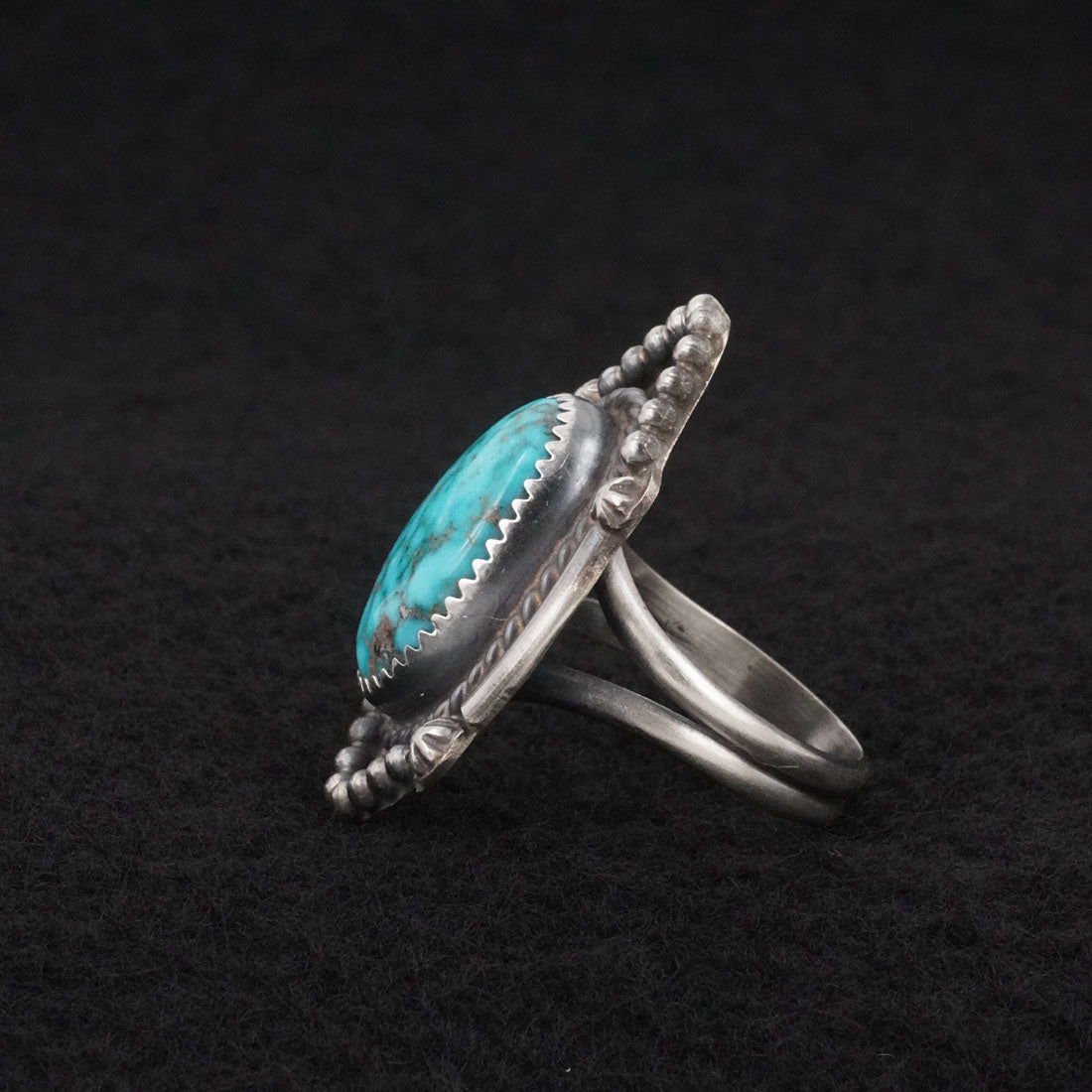 Leslie Nez Turquoise & Sterling Silver Ring Size 8