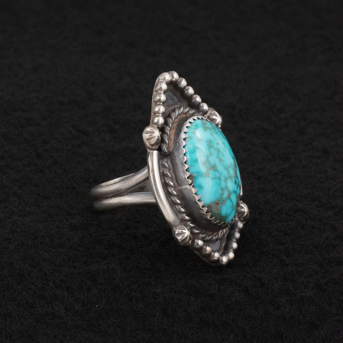 Leslie Nez Turquoise & Sterling Silver Ring Size 8