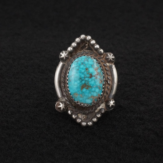 Leslie Nez Turquoise & Sterling Silver Ring Size 8
