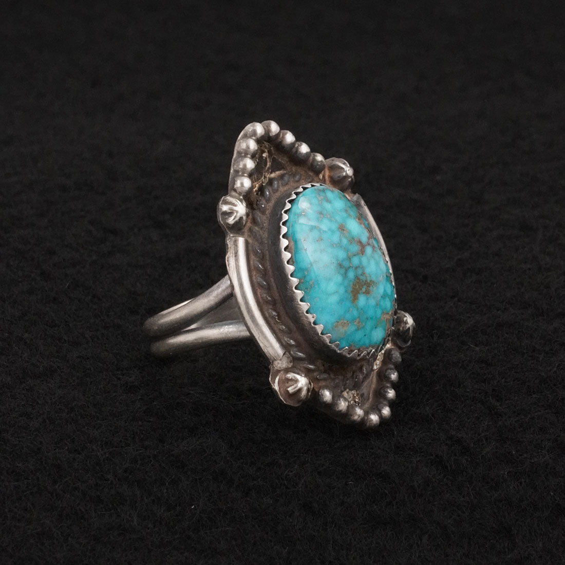 Leslie Nez Turquoise & Sterling Silver Ring Size 8
